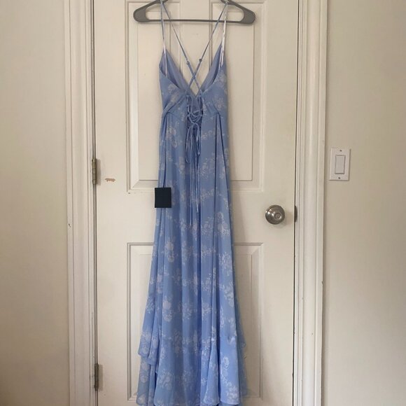 Lulu's Light Blue Floral Maxi Dress Size: Extra Small - Picture 3 of 8